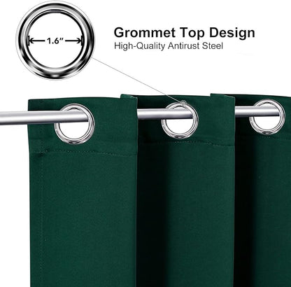 ChrisDowa Blackout Curtains 120 Inches Long 2 Panels Set for Living Room, Grommet Thermal Insulated Room Darkening Curtains for Bedroom (Forest Green, 52 x 120 Inch)