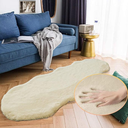 ORINOVA Shag Polyester Bunny Washable Fluffy Rug Runners for Hallways Camel Plush Area Rugs for Living Room Bedroom Sheepskin Rug 2x6 Shaped Nursery Rugs