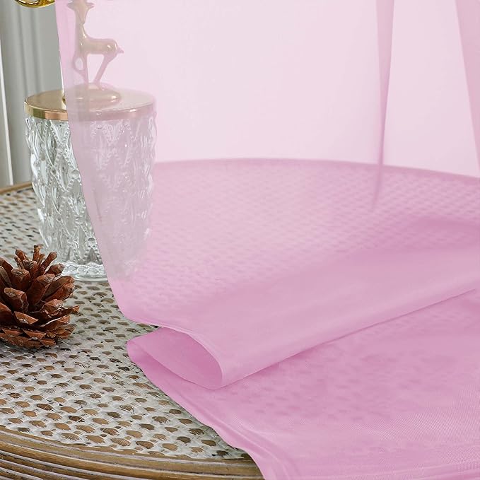 OWENIE Sheer Pink Curtains 108 Inches Long for Living Room Bedroom 2 Panels Set, Lightweight Airy Pink Sheer Curtain, Filmy Voile Rod Pocket, 2 PCS, Each 59" W x 108" L