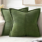 MIULEE Spring Decorative Throw Pillow Covers for Couch Bed Livingroom 16x16 Inch Set of 2 Moss Green Boho Accent Throw Pllows Broadside Striped Patchwork Soft Corduroy Summer Pillowcases