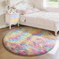 Ophanie Round Rugs 4Ft Rainbow Circle Area Rug, Colorful Unicorn Bedroom Dorm Decor for Teen Girls, Cute Fluffy Fuzzy Plush Soft Shaggy Living Room Carpet for Kids Baby Home Aesthetic Nursery Playroom