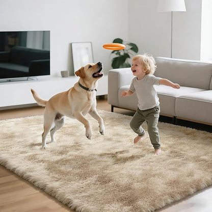 9X12 Large Area Rugs for Living Room Bedroom,Big Shag Rug for Bedroom Dorm,Soft Fluffy Indoor Carpet Nursery Rugs for Kids Girls Room Home Decor,Camel