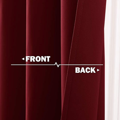 NICETOWN Blackout Kitchen Window Curtains - Pair of Thermal Insulated Eyelet Top Plain Blackout Curtains for Small Window Christmas Decor (42 Width x 36 inches Length 1.2 inches Header, Burgundy)