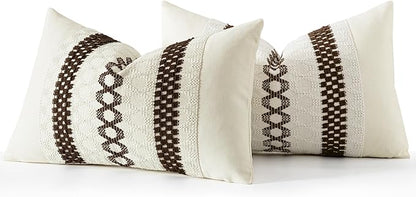MIULEE Set of 2 Dark Brown Boho Decorative Lumbar Pillow Covers 12x20 Inch Farmhouse Rustic Couch Throw Pillows Modern Cotton Cushion Covers Retro Cute Macrame Woven Spring Decor for Bed Sofa Chair