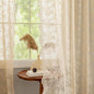 YJ YANJUN Vintage Lace Curtains-Victorian Floral Sheer 80 inch Long Curtains for Closet Without Door Living Room Hallway Light Filtering Retro Closet Door Covering Ideas 1 Pair W52 X L80 Light Beige