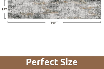 AMOAMI 2 x 10 Hallway Runner Rug Non Slip Super Soft Long Runner Rugs Machine Washable Low Pile Modern Abstract Runners for Hallways for Bedroom Laundry Room Kitchen, Grey