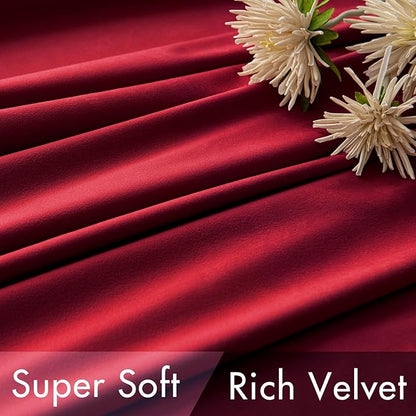 MIULEE Velvet Curtains 108 inches Long - Luxury Blackout Curtains for Bedroom Living Room Thermal Insulated Super Soft Window Drapes Rod Pocket & Back Tab Christmas Decor, Red, 2 Panels