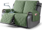 TAOCOCO 100% Waterproof Loveseat Recliner Covers 2 Seater, Split Loveseat Covers for Reclining loveseat, Non Slip Reclining Couch Cover with Double Straps for Kids, Pets(2 Seater, Bean Green)