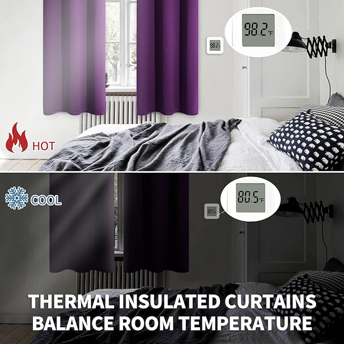 BGment Blackout Curtains for Bedroom - Grommet Thermal Insulated Room Darkening Curtains for Living Room, Set of 2 Panels (38 x 54 Inch, Royal Purple)