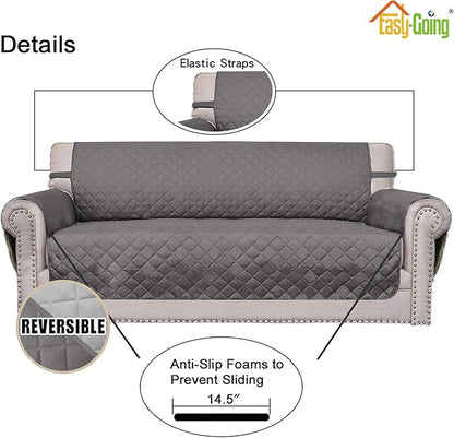 Easy-Going Sofa Slipcover Reversible Loveseat Sofa Cover Couch Cover for 2 Cushion Couch Furniture Protector with Elastic Straps for Pets Kids Dog Cat (Oversized Loveseat, Gray/Light Gray)