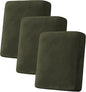 H.VERSAILTEX Velvet Stretch Couch Cushion Cover Plush Cushion Slipcover for Chair Loveseat Sofa Cushion Furniture Protector Seat Cushion Sofa Cover (3 Piece Sofa Cushion Covers, Olive)