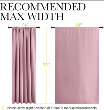 NICETOWN 2 Panels Blackout Curtains, Rod Pocket Window Curtains Room Darkning Drapes for Bedroom/Living Room, Thermal Insulated Solid Draperies for Home Office/Study, 62 by 72-Inch, Rouge Pink