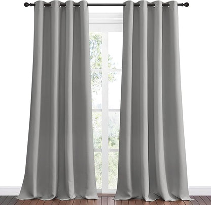 NICETOWN Silver Grey Room Darkening Curtain Panels 96" Long for RV, Play Room, Studio, Heat Block Out and Keep Warm Drapes Window Treatment Drapes for Doorway Entryway Patio (55" Width, 2 Panels)