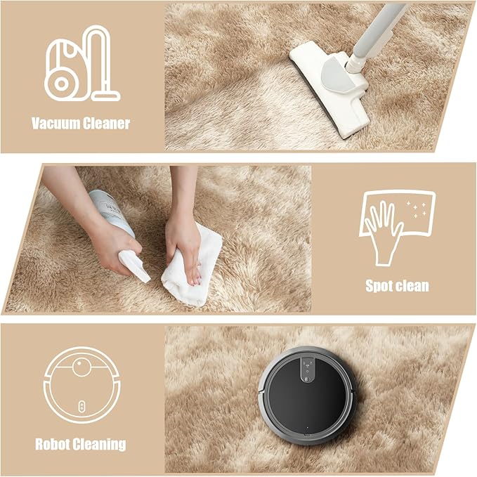 6x9 Fluffy Area Rug for Living Room,Shag Area Rugs for Bedroom,Soft Fuzzy Rug Non-Shedding Indoor Plush Carpet for Kids Bedroom Nursery Dorm Home Decor,Tie-Dyed Beige