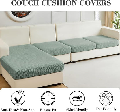 Sofa Covers Couch Covers for Sofa Pet Friendly Couch Cushion Covers Universal Sofa Covers Washable Stretch Slipcovers for Sectional Sofa (Texture Green, 3 Seats + Chaise Cover)