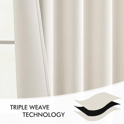 MIULEE Ivory Back Tab Blackout Curtains 84 Inch Length 2 Panels Set for Living Room Bedroom Privacy, Rod Pocket/Pinch Pleat Thermal Insulated Room Darkening Pleated Light Blocking Drapes