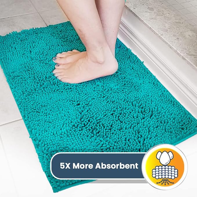 Muddy Mat® | Super Absorbent Door Mat Indoor, Microfiber Quick Dry Chenille Entryway Rug, Non-Slip Front Door Mat, Indoor Mats for Entryway, Machine Washable Pet Rug, Teal 24" x 120"