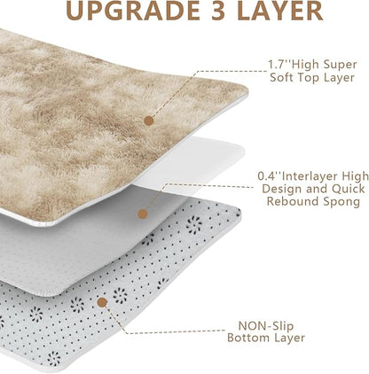 9X12 Large Area Rugs for Living Room Bedroom,Big Shag Rug for Bedroom Dorm,Soft Fluffy Indoor Carpet Nursery Rugs for Kids Girls Room Home Decor,Camel