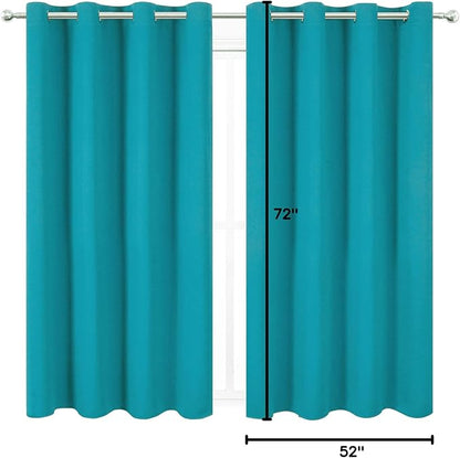 LEMOMO Turquoise Thermal Blackout Curtains/52 x 72 Inch/Set of 2 Panels Room Darkening Curtains for Bedroom