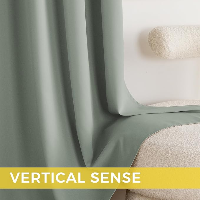 NICETOWN Room Darkening Draperies Curtains Panels, 2 Panels Sage Green W52 x L108