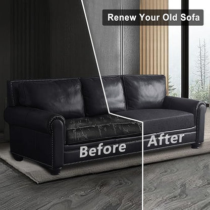 Leather Look Couch Cushion Covers Sofa Seat Slipcovers Sets Couches Furniture Protector for Sectional Armchair Loveseat Pets Kids Stretch Spandex Fabric (2 Cushion Sofa, Dark Grey)