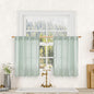 LAMIT Short Linen Window Curtains 30 Inches Long 2 Panels, Light Sage Semi Sheer Light Filtering Panels Back Tab and Rod Pocket Neutral Drapes for Basement/Small Windows, 34 x 30 Inch