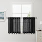 Nanspring Black Linen Curtains 24 Inch Length for Kitchen Small Windows Privacy Front Door Back Tab and Rod Pocket Drapes for Cafe Camper Small Curtains, 30 x 24 Inch,2 Panels