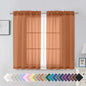 Aiyufeng Orange Sheer Curtains 45 inches Long, Short Kitchen Window Treatment Solid Sheers Cafe Curtains Bathroom Voile Half Window Curtains 2 Panels, Rod Pocket, 42" Wx45 L