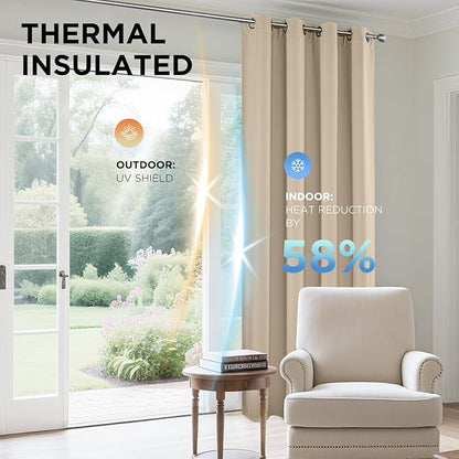 Joydeco Blackout Curtains 72 Inch Length 2 Panels Set, Thermal Insulated Long Drapes 2 Burg, Room Darkening Grommet Curtains for Living Room Bedroom Window