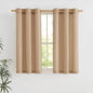 NICETOWN Camel Short Linen Curtains for Kitchen, Thick Flax Small Window Treatments Semi Sheer Privacy Assured with Light Through for Cafe/Bathroom, W42 x L48, 2 Panels