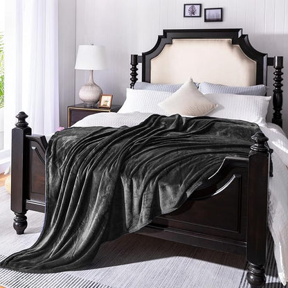 JIAHANNHA Fleece Blanket 50 by 60 Throw Blankets for Sofa Couch Bed Dark Grey Sofa Blanket 280GSM,Super Soft Cozy and Luxury Bed Blanket for All Season Throw(50"×60")