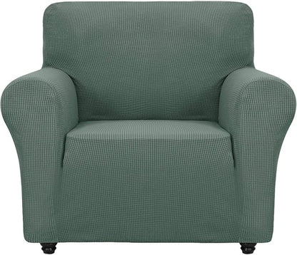 ZNSAYOTX Super Stretch Chair Slipcover Universal Sofa Chair Covers for Living Room Dogs Pet Furniture Protector Spandex Armchair Slipcovers with Anti Slip Foam Sticks (Pea Green, Chair)