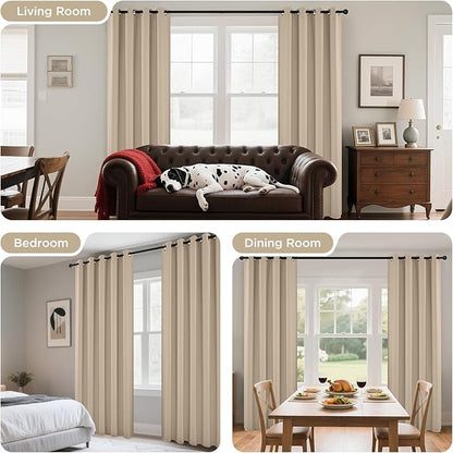 Joydeco Blackout Curtains 72 Inch Length 2 Panels Set, Thermal Insulated Long Drapes 2 Burg, Room Darkening Grommet Curtains for Living Room Bedroom Window