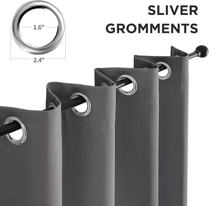 Joydeco Blackout Curtains 63 Inch Length 2 Panels Set, Thermal Insulated Long Curtains& Drapes 2 Burg, Room Darkening Grommet Drapes for Bedroom Living Room Window (Light Grey, W52 x L63 Inch)