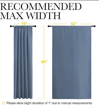 NICETOWN Blackout Curtains Window Draperies - Window Treatment Thermal Insulated Solid Room Darkening Drapes for Bedroom (Stone Blue, Set of 2 Panels, 52 by 95 inches Long)