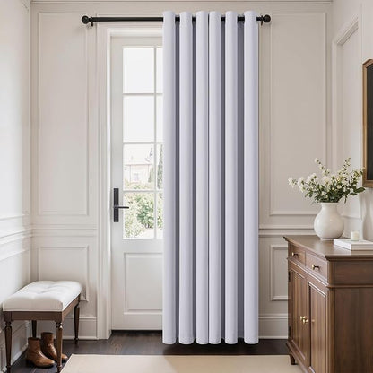 MIULEE Blackout Door Curtain Set of 2, 34 x 80 Inch Greyish White Thermal Insulated Room Divider Drapes with Grommet Top for Privacy Cover, Living Room, Bedroom, Closet & Temporary Doorway
