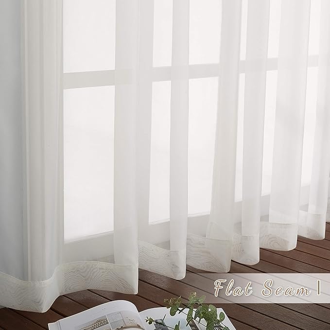 NICETOWN Beige Sheer Curtains for Living Room 120 inches Long, Grommet Voile Sheer Window Treatment Privacy with Light Penetration for Bedroom/Home Family, W54 x L120, 2 Panels
