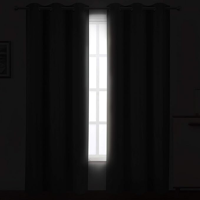 LEMOMO Grey Thermal Blackout Curtains/38 x 84 Inch/Set of 2 Panels Room Darkening Curtains for Bedroom