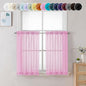 Chyhomenyc Sheer Pink Tier Curtains 24 Inch Length, Small Window Curtains Treatment for Bathroom Living Room Basement, Short Rod Pocket Cafe Curtain, 42W x 24L Inches, 2 Panels