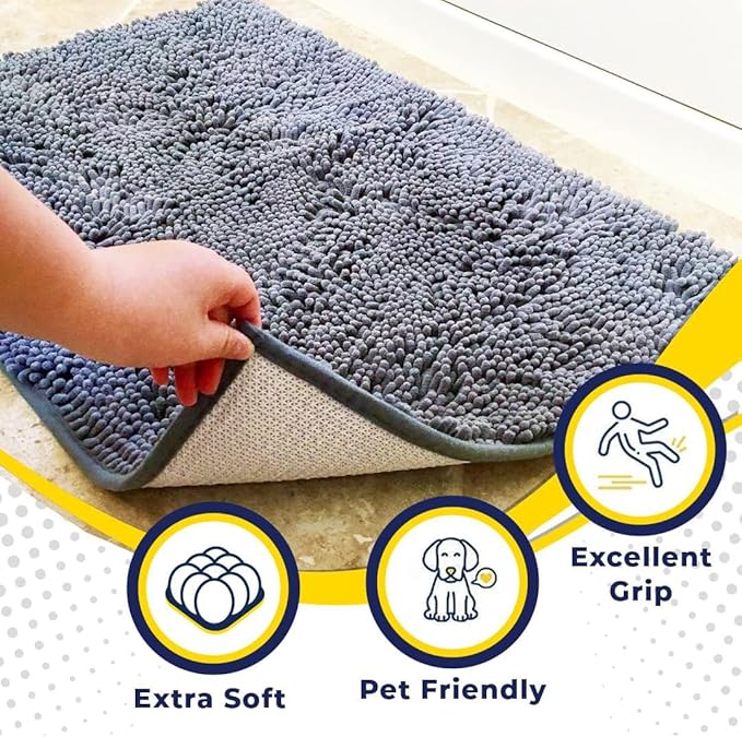 Muddy Mat® | Super Absorbent Door Mat Indoor, Microfiber Quick Dry Chenille Entryway Rug, Non-Slip Front Door Mat, Indoor Mats for Entryway, Machine Washable Pet Rug, Baby Blue 18"X28"
