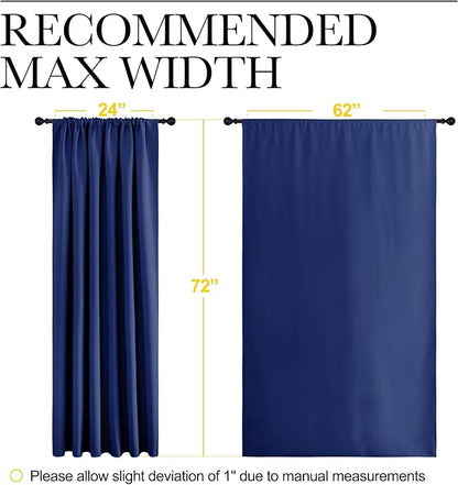 NICETOWN 2 Panels Blackout Curtains, Rod Pocket Window Curtains Room Darkning Drapes for Bedroom/Living Room, Thermal Insulated Solid Draperies for Home Office/Study, 62 by 72-Inch, Royal Blue