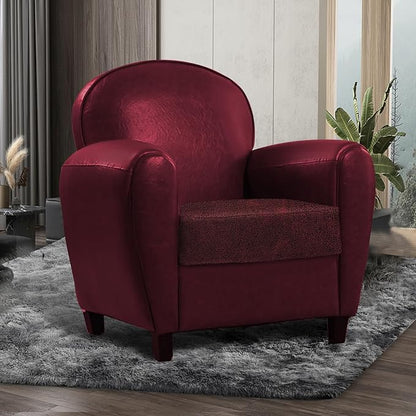 Leather Look Couch Cushion Covers Sofa Seat Slipcovers Sets Couches Furniture Protector for Sectional Armchair Loveseat Pets Kids Stretch Spandex Fabric (1 Cushion Armchair, Burgundy)