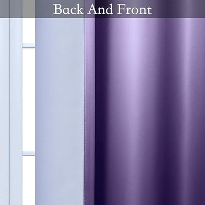 SimpleHome Ombre Room Darkening Curtains for Bedroom, Light Blocking Grey White to Lavender Purple Thermal Insulated Grommet Window Curtains/Drapes for Living Room,2 Panels, 52x84 inches Length
