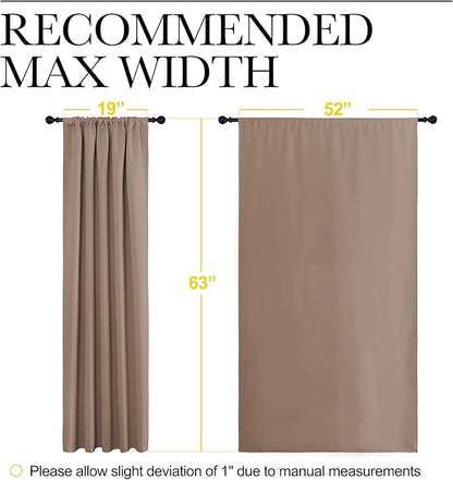 NICETOWN Bedroom Blackout Panels - Window Treatment Thermal Insulated Solid Rod Pocket Blackout Curtains/Drapes for Kitchen Decoration (Cappuccino, Set of 2, 52 by 63 inches)