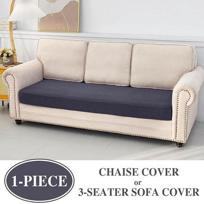 Chaise Couch Cushion Cover Washable Separate Seat Stretch Sectional Sofa Slipcover (1 Piece for Chaise or Sofa 3-Seater, Dark Grey)