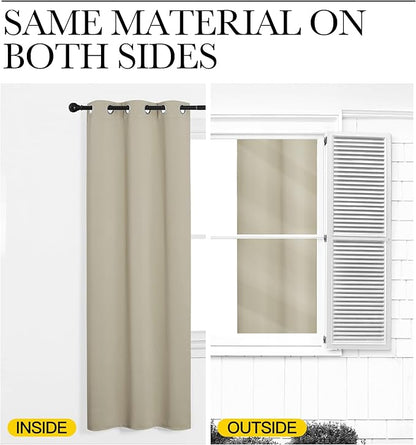 NICETOWN Thermal Insulated Grommet Room Darkening Curtains/Draperies/Panels for Bedroom (Cream, 2 Panels, W42 x L63 inches)