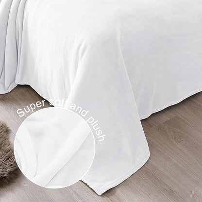 Exclusivo Mezcla Fleece Throw XL Blanket for Couch, Sofa, Super Soft and Warm Pure White Blankets, All Season, Cozy, Plush, Lightweight, 50x70 Inches