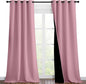 NICETOWN 100% Blackout Blinds, Set of 2, 46 inches x 96 inches, Laundry Room Decor Window Treatment Curtains for Large Patio Sliding Door, Thermal Insulated Crystal Pink Curtains for Bedroom