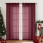 Burgundy Sheer Curtains for Window 72 inches Long 2 Panels, Soft Airy Light Filtering Sheer Curtains for Christmas Decoration, Dual Rod Pocket Solid Window Drapes, 2x42Wx72L inches