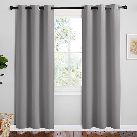 NICETOWN Thermal Insulated Grommet Blackout Curtains, Silver Grey, 2 Panels, W42 x L78 -Inch, Kids Window Drape Panel for Nursery, Privacy Short Curtains